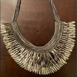 Stella & Dot silver Pegasus statement necklace